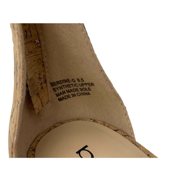 Bebe BERDINE Size 8.5 Glittery Cork Ankle Strap High Heels EUC - Picture 5 of 10